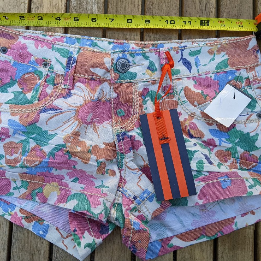 Rue 21 Women's Denim Shorts Low Rise Floral Print